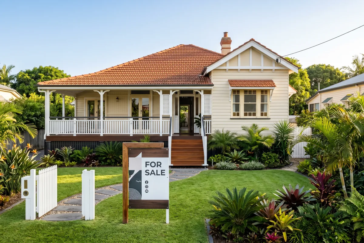 Sold sign outside a Brisbane home being sold